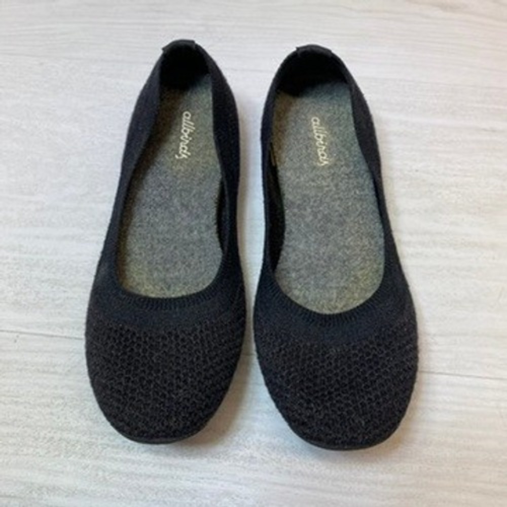 Allbirds Womens 7 Tree Breezers Ballet Flats Black Eucalyptus Fiber Comfort Shoe